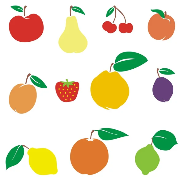 Ilustração vetorial de diferentes frutos — Vetor de Stock