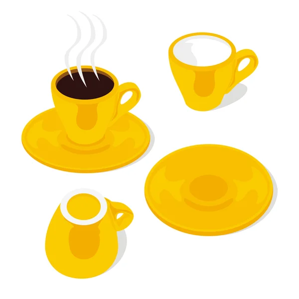 咖啡杯子和碟子 — 图库矢量图片