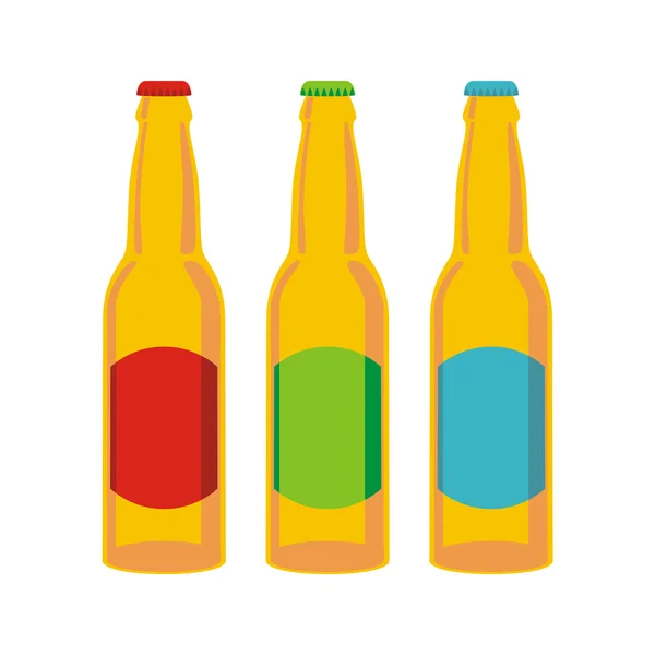 Conjunto de botellas de cerveza aisladas — Vector de stock