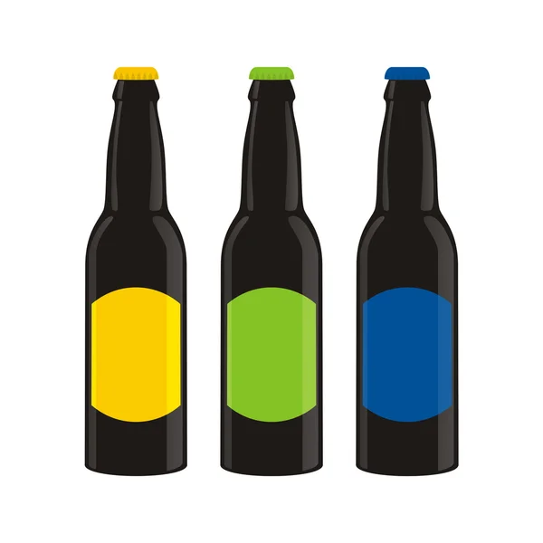 Conjunto de garrafas de cerveja isoladas —  Vetores de Stock