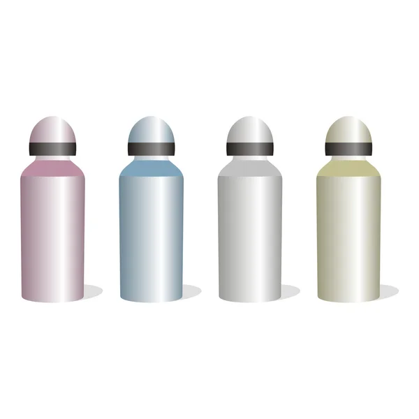 Ensemble de bouteilles isolées en aluminium — Image vectorielle
