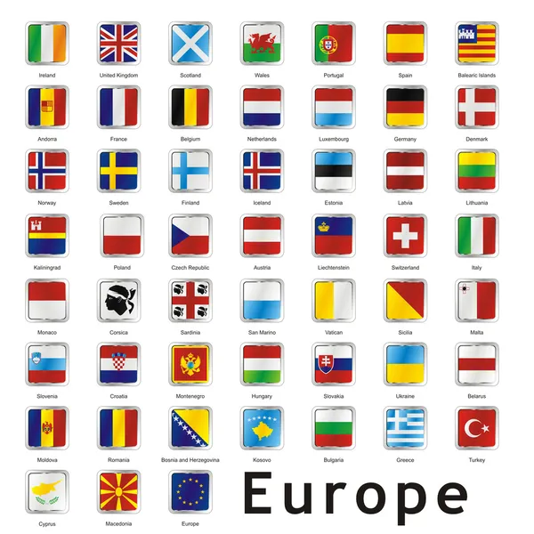Bandiere europee isolate — Vettoriale Stock