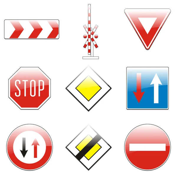 Geïsoleerde Europese verkeerstekens — Stockvector