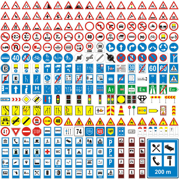 Isolated european road signs