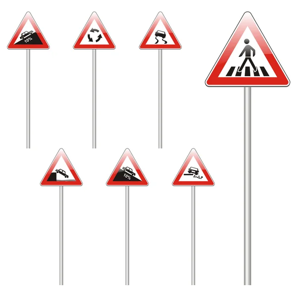 Panneaux routiers européens isolés — Image vectorielle