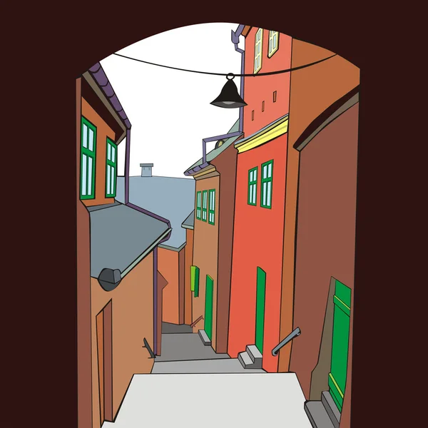 Illustration einer Altstadt bei Tag — Stockvektor