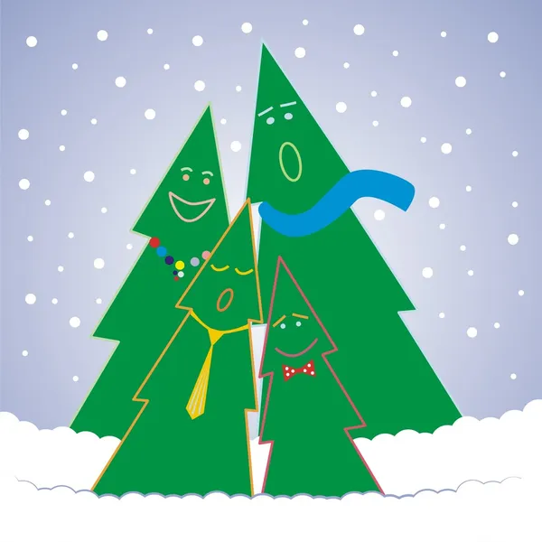 Árvores de Natal engraçado cantar Vetores De Bancos De Imagens Sem Royalties