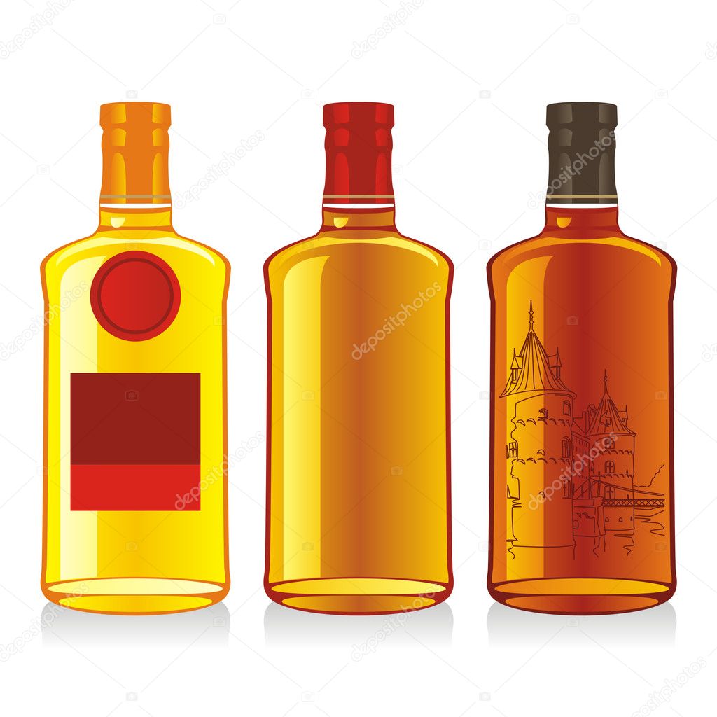 Isolated whiskey bottles