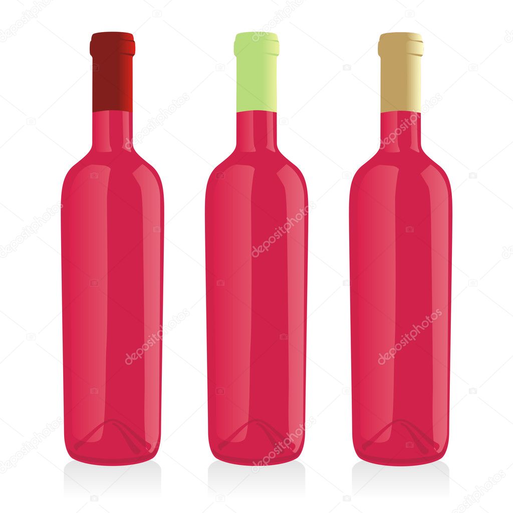 Isolated classic shape wine bottles