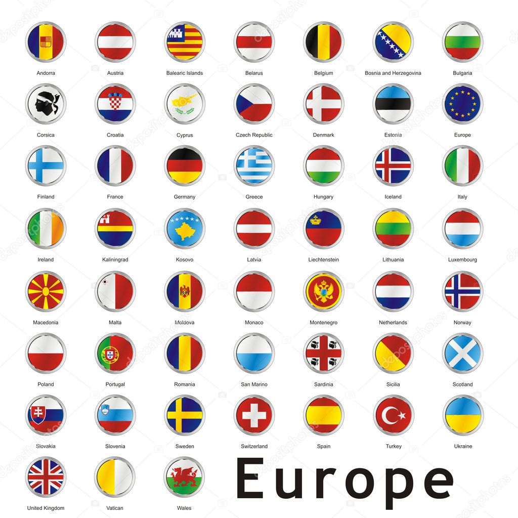 Isolated european flags