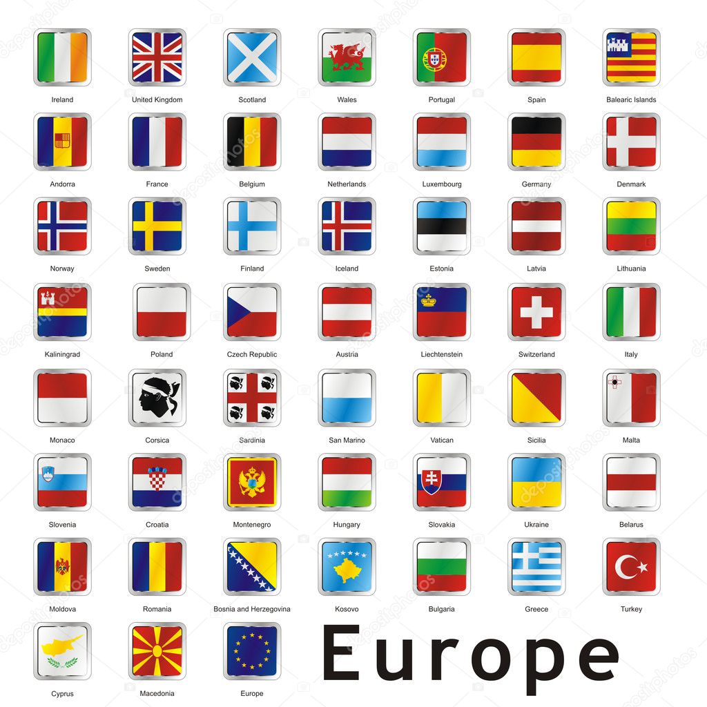 Isolated european flags