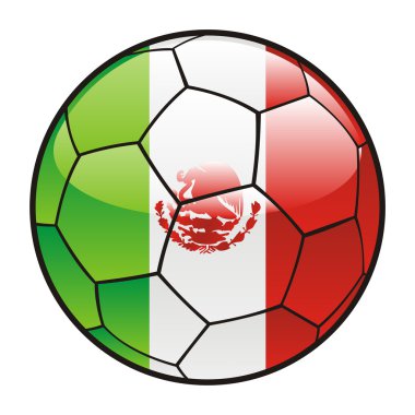 Meksika bayrağı üzerinde futbol topu
