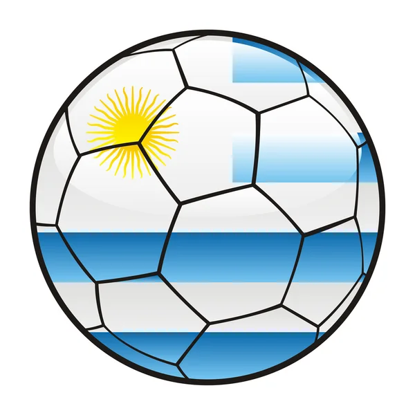 Drapeau de l'Uruguay sur le ballon de football — Image vectorielle