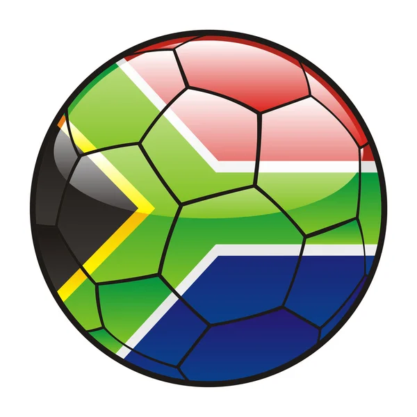Bandera de Sudáfrica en pelota de fútbol — Archivo Imágenes Vectoriales