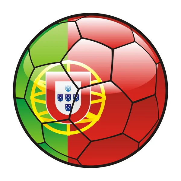 Bandiera del Portogallo su palla da calcio — Vettoriale Stock