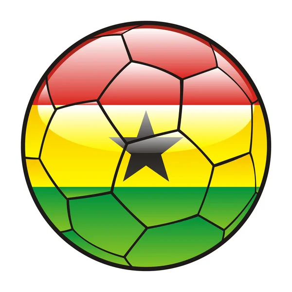 Drapeau du Ghana sur le ballon de football — Image vectorielle