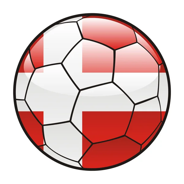 Bandera de Dinamarca en pelota de fútbol — Vector de stock