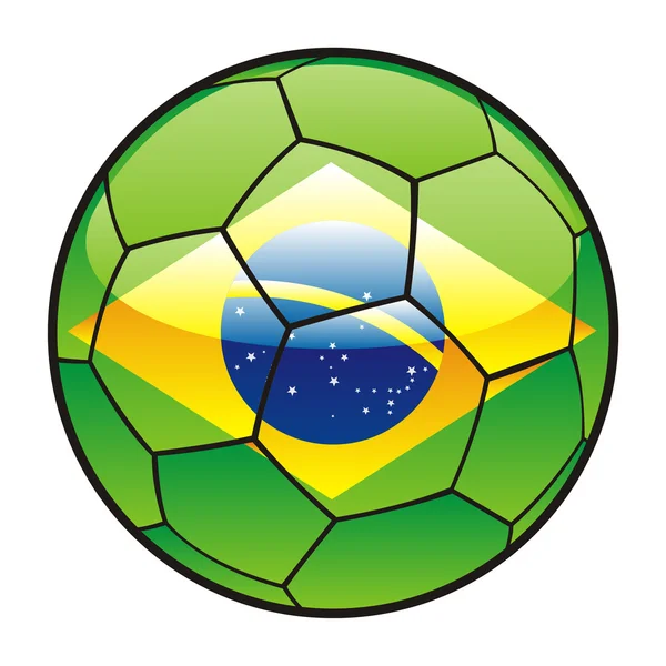 Drapeau du Brésil sur le ballon de football — Image vectorielle