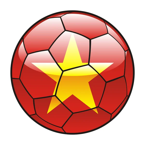 Vietnam bandiera sul pallone da calcio — Vettoriale Stock