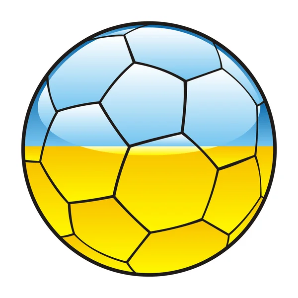Vlajka Ukrajiny na fotbalový míč — Stockový vektor