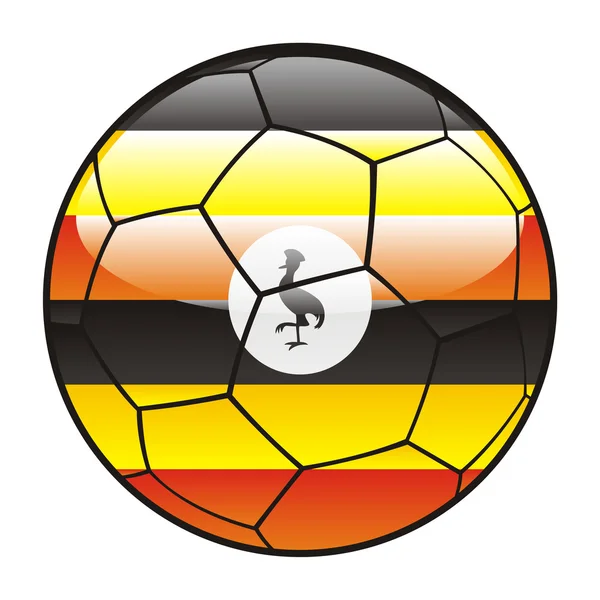 Uganda flagga på fotboll — Stock vektor