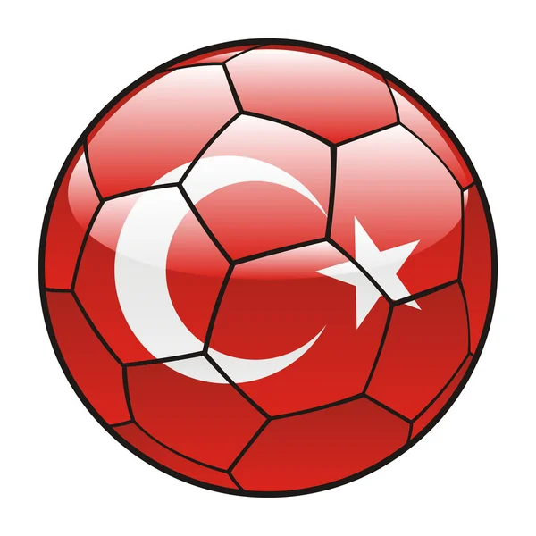 Turkije vlag op voetbal — Stockvector