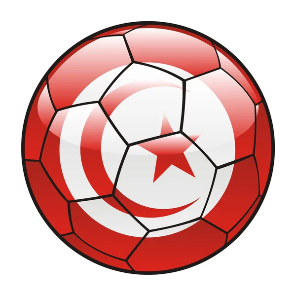 サッカー ボールの上のチュニジアの国旗 — ストックベクタ