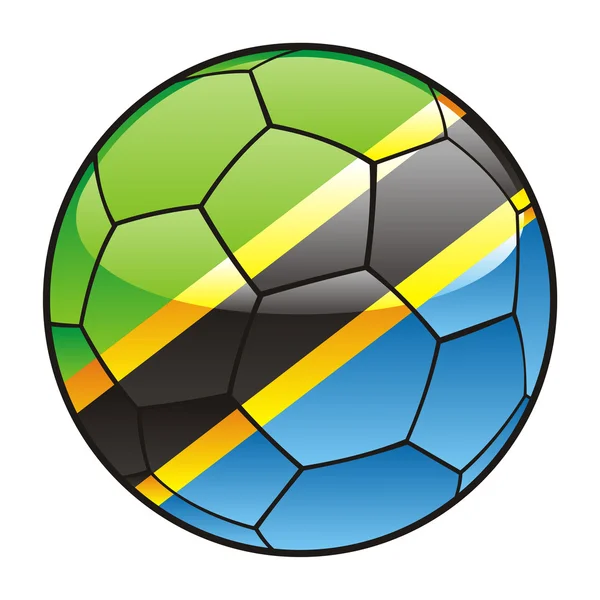 Bandera de Tanzania en pelota de fútbol — Vector de stock