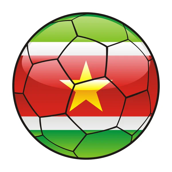 Drapeau du Suriname sur ballon de football — Image vectorielle