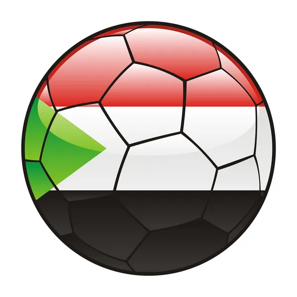 Drapeau Soudan sur ballon de football — Image vectorielle