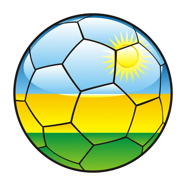 Drapeau Rwanda sur ballon de football — Image vectorielle