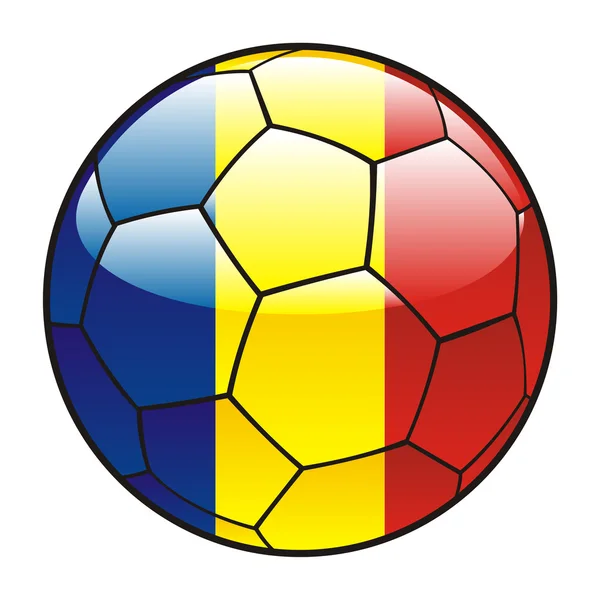Romênia bandeira na bola de futebol — Vetor de Stock