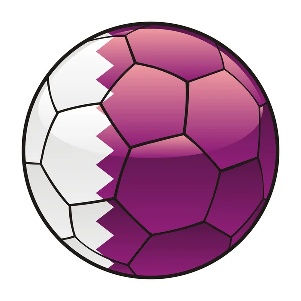 Katarská vlajka na fotbalový míč — Stockový vektor