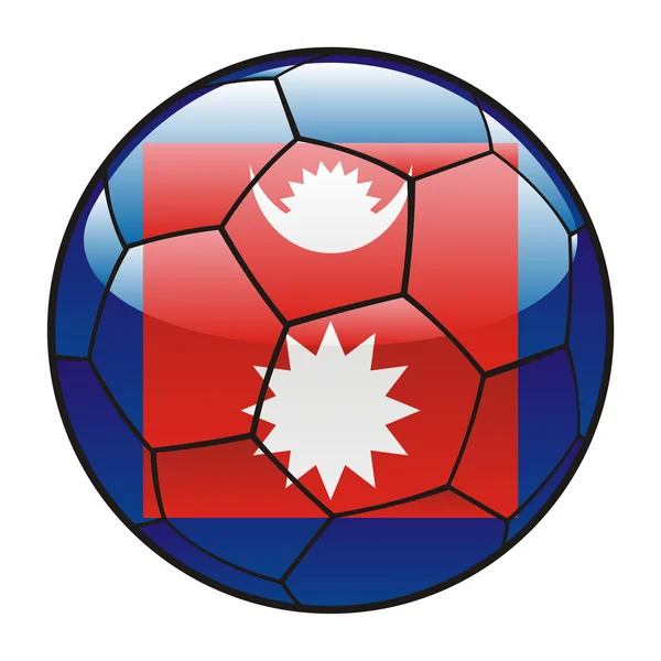 Bandera de Nepal en pelota de fútbol — Vector de stock