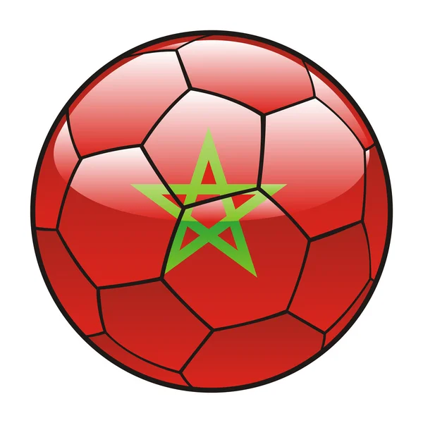 サッカー ボールの上のモロッコの国旗 — ストックベクタ