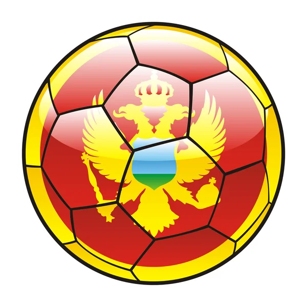 Drapeau Monténégro sur ballon de football — Image vectorielle