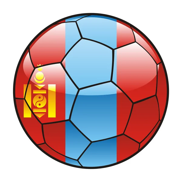 Mongolia bandiera sul pallone da calcio — Vettoriale Stock