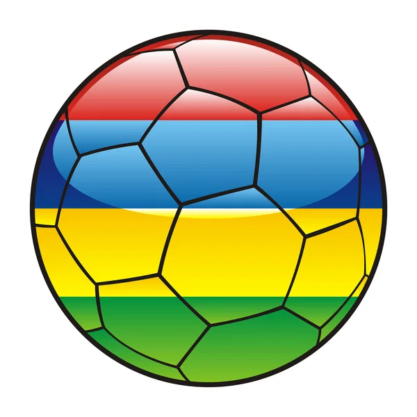 Drapeau Maurice sur ballon de football — Image vectorielle