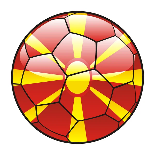 Macedonia bandiera sul pallone da calcio — Vettoriale Stock