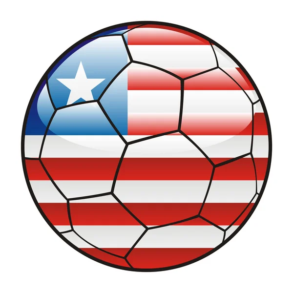 サッカー ボールにリベリアの国旗 — ストックベクタ