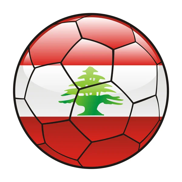 Libano bandiera sul pallone da calcio — Vettoriale Stock