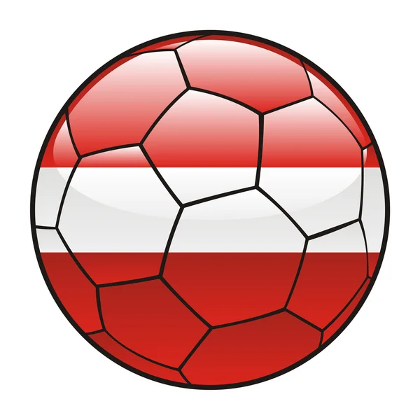 Lettonia bandiera sul pallone da calcio — Vettoriale Stock