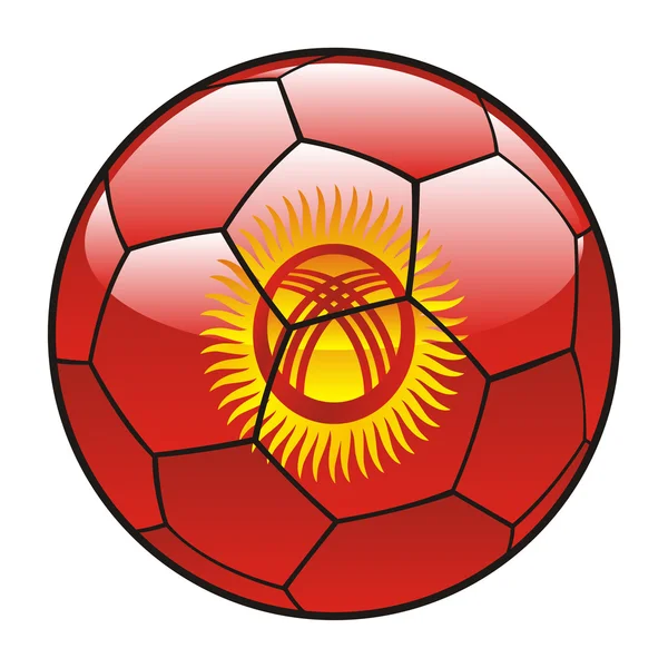 Bandiera del Kirghizistan sul pallone da calcio — Vettoriale Stock