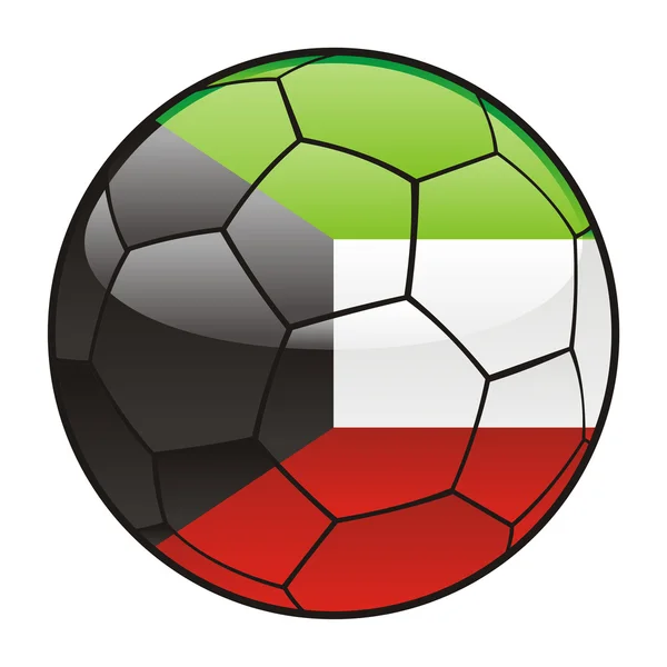 Kuwait bandiera sul pallone da calcio — Vettoriale Stock