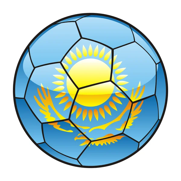 サッカー ボールの上のカザフスタンの旗 — ストックベクタ