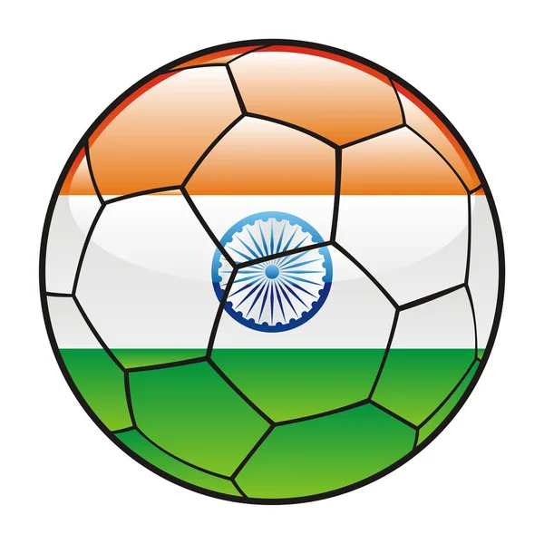 印度国旗上足球球 — 图库矢量图片