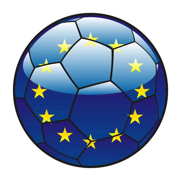 サッカー ボールの上の欧州連合の旗 — ストックベクタ