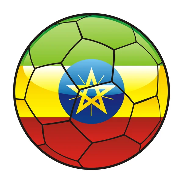 Ethiopië vlag op voetbal — Stockvector