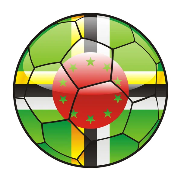 Dominica flag on soccer ball — Stock Vector