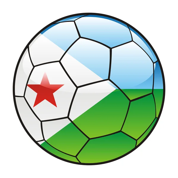 Djibouti drapeau sur le ballon de football — Image vectorielle